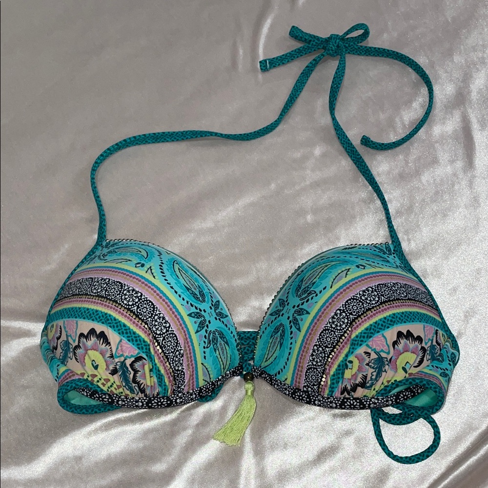 Shade & Shore Teal and Pink Bikini Top